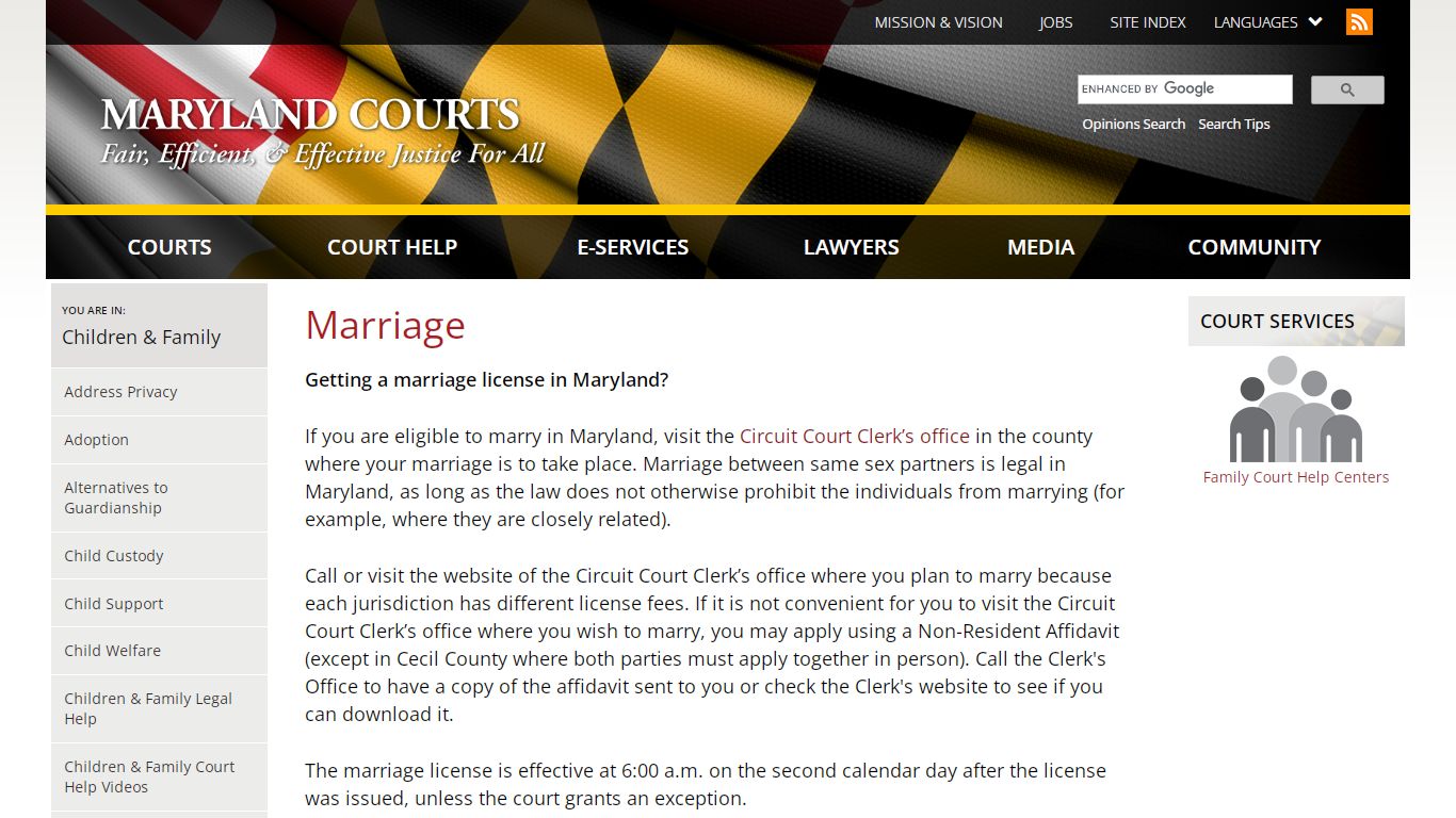 Marriage | Maryland Courts